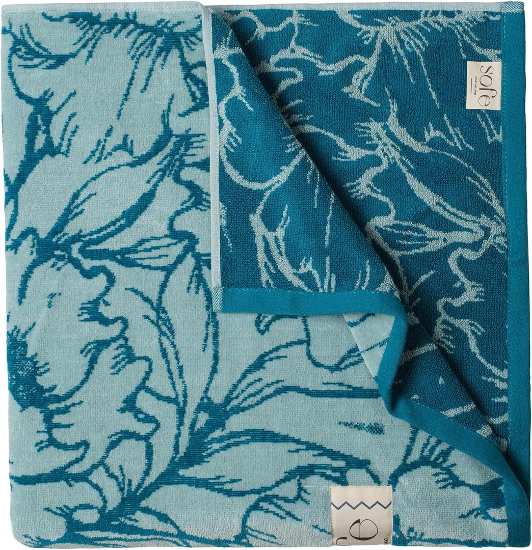 SOFE H&L | Playa Velour Large Beach Towel Pack of 2 (35” x 70”) Flowers - Green | Thick, Premium, Fade Resistant, Durable | Luxury Resort Quality Pool Towel, Turkish Beach Towel with Shoulder Strap, Set of 2