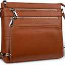 befen Genuine Leather Crossbody Bags for Women, Medium Anti-Theft Shoulder Purse with Built in RFID Wallet for Travel (Cognac Brown)