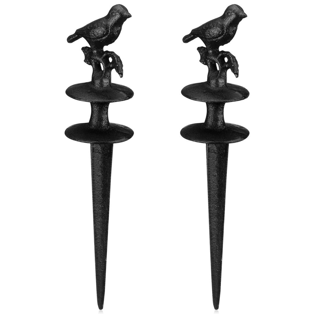 MorningRo 2 Pcs Garden Hose Guide Spike 12 Inch Heavy Duty Metal Hose Support Spike Aluminum Decorative Garden Stakes Protector to Keeps Flower Beds Plant Yard Lawn (Bird)