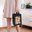 MOXARYSU 12 Pcs Black Gift Bags with Clear Window: 9.8x5.1x7.1 Inch Medium Kraft Paper Bags with Handle For Party Business Birthday Wedding (Black, 12p)