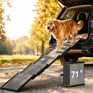 Dog Ramp for Car with Telescoping Design, 71" x 17" Pet ramp for Truck/SUV