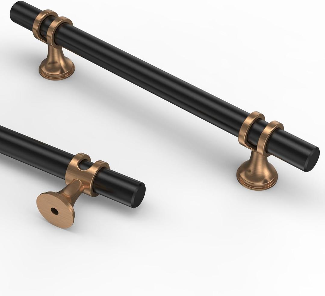 Asidrama 10 Pack 5 Inch(128mm) Champagne Bronze and Matte Black Kitchen Cabinet Handles, Cabinet Pulls Kitchen Cabinet Hardware Cupboard Handles Drawer Pulls (5" Hole Center) Asidrama 10 Pack 5 Inch(128mm) Champagne Bronze and Matte Black Kitchen Cabinet Handles, Cabinet Pulls Kitchen Cabinet Hardware Cupboard Handles Drawer Pulls (5" Hole Center)
