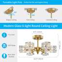 XINGQI 16.9" Semi Flush Mount Ceiling Light Fixture Modern 6 Lights Antique Gold Chandelier, Sputnik Chandeliers Fashion Lighting for Bedroom Dining Room Farmhouse Kitchen Office