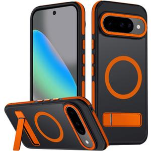 Mondelete for Google Pixel 10 Pro Case/Pixel 10 Case, [Compatible with MagSafe], Adjustable Kickstand,Military Grade Drop Tested, Translucent Matte Phone Case (Orange)