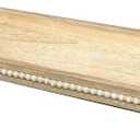 Dwellington Oval Wooden Decorative Tray, Farmhouse Style, Beaded Serving Tray for Living Room, Coffee Table (White Wash)