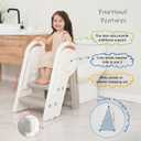 Harwaya Foldable Toddler Step Stool for Bathroom Sink, Adjustable 2 or 3 Step Kids Stool with Handles Rails for Toddlers Toilet Potty, Plastic Tall Baby Child Stepping Stool for Kitchen Counter -White