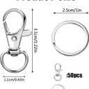 100PCS Swivel Snap Hooks with Key Rings, 50Pcs Key Chain Clip Hooks and 50Pcs Key Rings, Lanyard Lobster Claw Clasps for Keychains Jewelry Art Crafts