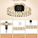 Bling Band Compatible with Apple Watch Bands 40mm for Women, Diamond Jewelry Replacement Metal Wristband Strap Shiny Bracelet with Crystal Protector Casefor iWatch Series SE/6/5/4 Gold
