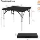 pollilar 34" Folding Card Table Square Foldable Table Plastic Portable with Detachable Legs, Dual Height Adjustable, Heavy-Duty Indoor Outdoor Dining, Game, Picnic, Mahjong Tables-Black
