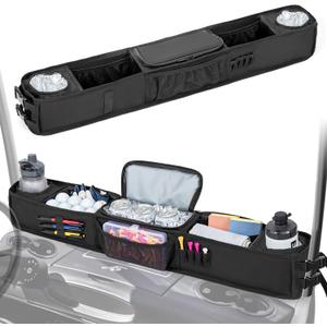 PGmoon Golf Cart Storage Tray, No-Drilling Front Storage Basket Compatible with EZGO, Club Car, Kandi Golf Carts, Organizer with Cooling Compartment (Patent Design)