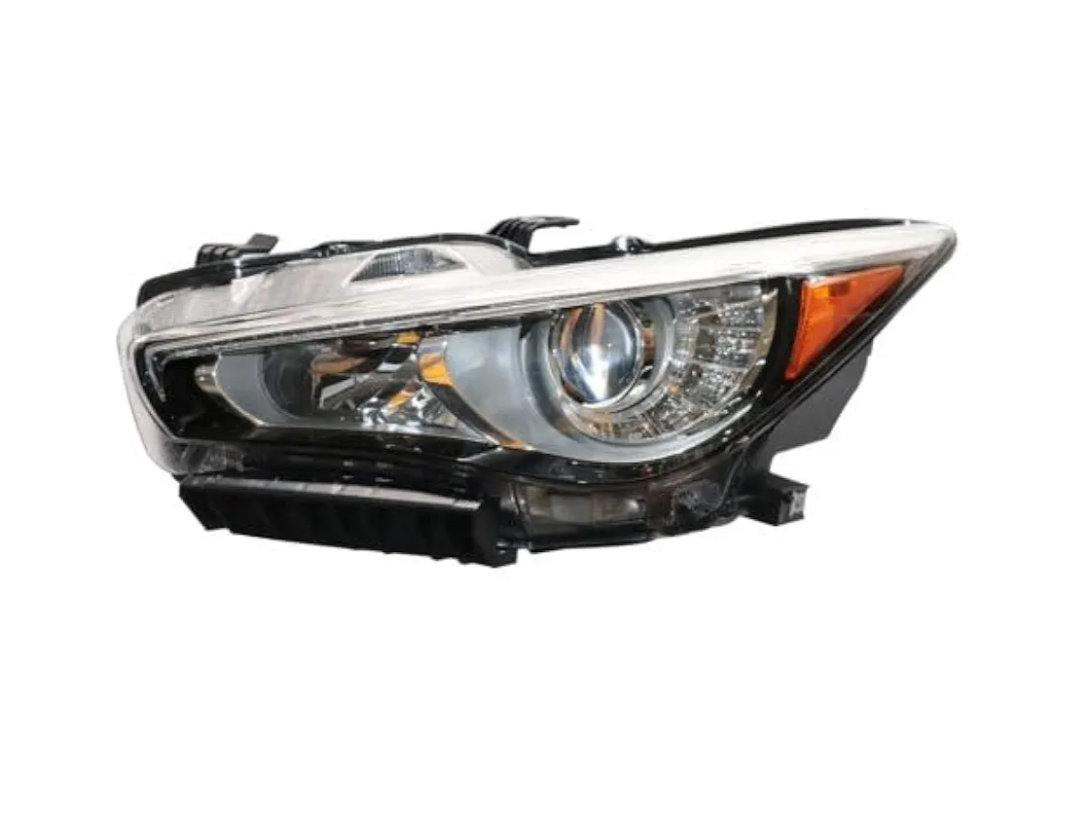 For 2014 2015 2016 2017 InFiniti Q50 LED Projector Headlight Headlamp Assembly w/o AFS Replacement Left Driver Side Black Housing