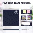 Large Cork Board 48"x36", 12 Pack Felt Bulletin Board for Walls Cork Boards Tiles with Sticky Notes, Push Pins & Clips,Tack Board for Office Home Deep Blue