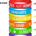 2 x WATINC Kindergarten Graduation Silicone Wristbands Set, Class of 2025 Colorful Happy Graduation Label Bracelets, Rubber Wristband Party Favors Supplies Decoration Students Rewards for Kids (36Pcs)