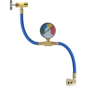 R134A Refrigerant Charge Hose, AC Recharge Hose with Gauge AC Refrigerant Charge Hose Kit with 1/2 Can Tap Dispensing Valve and R134A Quick Coupler for Car AC Air Conditioning Refrigerant