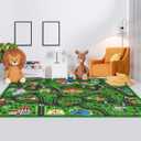 Tinideya Kids Playmat Rug 8x10 ft, Non-Slip Rubber Backing Traffic Road Playmat, Cars Play Mat for Toddler Children Playroom Classroom Bedroom(Green, Traffic Map)