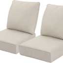 Outdoor Deep Seat Cushions Set of 2 for Patio Furniture, Waterproof & Fade Resistant Replacement Cushions with Removable Covers, 24 x 24 Inch, Beige