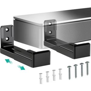 WALI Universal Soundbar Wall Mount, Center Channel Speaker Wall Mount Dual Bracket Hold up to 33 lbs, Arms Extend Adjustment from 3.5 to 6.1 inch (SLK202), Black