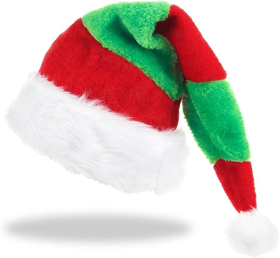 MGahyi Christmas Hat,Santa Hats for Adults Men Women Xmas Hat Christmas New Year Party Decorations and Supplies Red Green