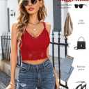 Avidlove Lace Bralette for Women V Neck Camisoles Racerback Adjustable Strap Sexy Crop Tops (Red, S)