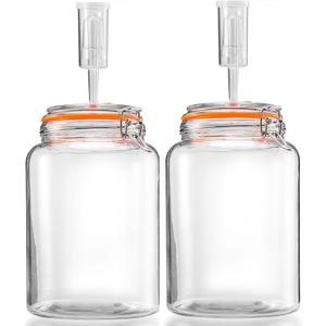 1 Gallon Fermentation Jars with Airlocks, Fermenting Kit for Sauerkraut, Kimchi, Kombucha and Pickles, 2 Pack
