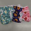 Pet Soft Washable Female Diapers (3 Pack) Female Dog Diapers, Comfort Reusable Doggy Diaper for Girl Dog in Period Heat (Cute Flower, M)