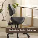 Pneumatic Swivel Rolling Saddle Chair with Wheels and Ergonomic Back Support for Hair Stylist, Dental Hygienist, Hygienic Clinic, Spa, Massage, Home, Office - 510 KOA