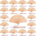 Qunclay 60Pcs Wooden Hand Fans Folding Wedding Fans for Guest Chinese Hollow Pattern with White Tassel and Gift Bag for Wedding Bridal Shower Birthday Party Favors Gift and Home Decor(Delicate Style)