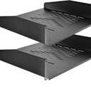 RIVECO 2U Server Rack Shelves for 19" Network Cabinet, Rack Mount Vented Cantilever Trays for Deep IT & Audio Equipment, 18" Depth, 2 PCS Black