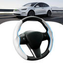 Steering Wheel Cover for Telsa Model 3/Y 2016-2025 2026 Highland/Juniper Accessories Carbon Fiber Steering Wheel Cover Protector Non-Slip, Comfortable, Breathable, Model 3/Y Accessories, White