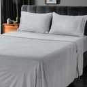 Utopia Bedding Queen Sheet Set - Jersey Knit Sheets 4 Piece  Cotton  Soft T-Shirt Stretchy Sheets (Heather Light Grey)