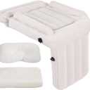 Luxury Toddler Airplane Bed  Travel Bed Seat Extender for Kids with Carry Bag, Air Pump, Pillow & Blanket  Portable Toddler Air Mattress, Travel Essentials for Airplane Seats (Beige)