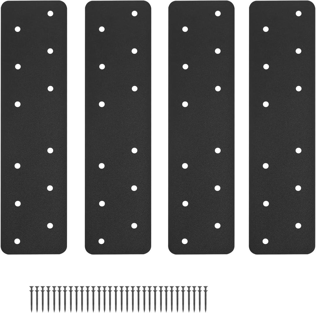 4 Pcs 11.8"x3" Straight Steel Flat Plate, Heavy Duty Mending Plate Joining Brackets, I Shape Strap Metal Plate Fit 4x4,6x6 for Repair House,Furniture,Pavilion,Truss framing