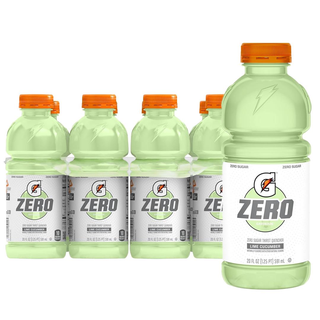 Gatorade Zero, Zero Sugar Sports Drink, Lime Cucumber, 20 fl oz Bottles (8 Pack), Electrolytes for Rehydration (BBD Jun 11/26)