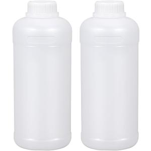 32oz/1000ml Plastic Food Grade Storage Bottles, Wide Mouth HDPE Chemical Reagent Sample Bottle Liquid Containers with Sealed Caps (Translucent, 2 Pcs)