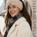 Chalier Warm Winter Headbands for Women Cable Crochet Turban Ear Warmer Headband with Plush (Beige/Light Grey/Pink/Black)