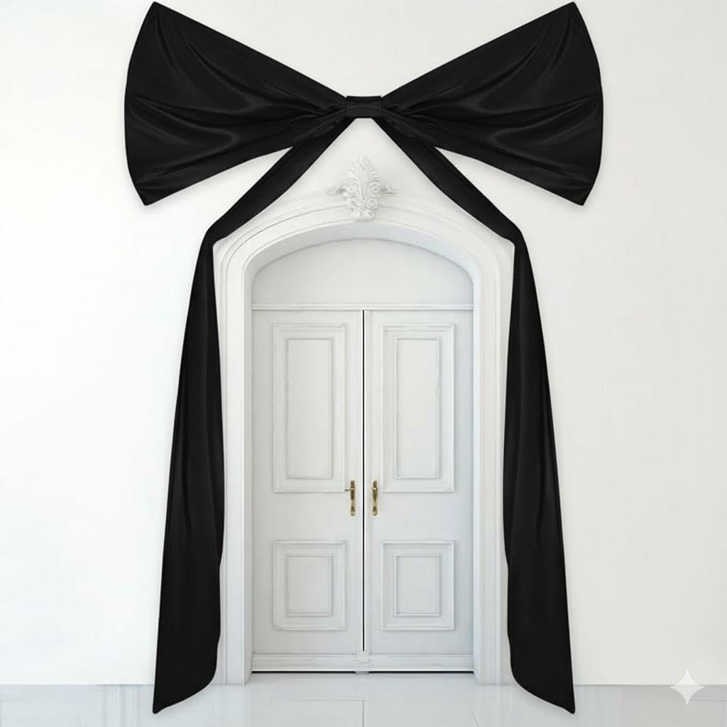 Knitgrip Large Bow Themed Party Decorations 95.7 x 68.9 Inch Giant Bow Decor Satin Ribbon Wedding Birthday Decor for Arch Wall Coquette Baby Shower Bachelorette Bridal Supplies(Black)