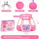 Pop Up Princess Tent with Star Light, Toys for 2 3 Year Old Girl Birthday Gift, Ball Pit for Baby with 1 Carrying Bag, Foldable Kids Play Tent for Toddlers, Two Year Old Girl Toy Indoor Outdoor