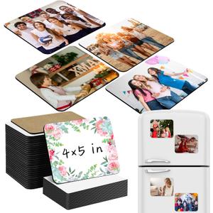 Xuhal 40 Pcs Sublimation Magnet Blanks 4 x 5 Inch Sublimation Blank Refrigerator Magnets Blanks with 20 Pcs Square Blanks 20 Pcs Fridge Magnets for Kitchen Microwave Oven Office Decor
