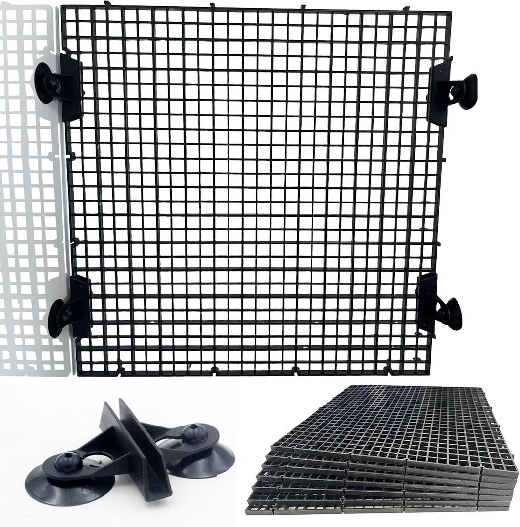 0.35-Inch Black Aquarium Divider Panel 11.8"x11.8",8pacs - Strong Suction Cups, Easy Cut Design to Separate Fish (10-55 Gallon Tanks)