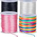 4 Pack x 110 Yards Nylon String, 1.5mm Bracelet String, Durable Nylon Cord for Jewelry Making, Bracelets, Beading, Necklaces, Rattail Braiding, Kumihimo, Wind Chimes, Blinds and Handicrafts