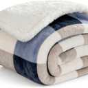 Gracelife Sherpa Fleece Throw Blanket for Couch, Fluffy Plush Warm Fuzzy Blanket for Women and Men, Cozy Thick Soft Twin Blanket for Bed, Gray-Soft Blue, 60x80 Inches