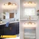 Daunton Vintage Bathroom Vanity Light, Brown Bronze Vanity Lighting, 4-Light Bathroom Lighting Fixtures Over Mirror, Elegant Flower Glass Light with Clear Shade, Gold Wall Sconce Lighting for Bedroom, 24.8in