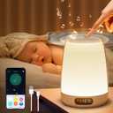 One Fire Sound Machine Baby Night Light for Kids, 48 RGB Colors Smart APP/Touch Night Light for Baby Nursery Lamp, Bluetooth & 14 White Noise Lights for Bedroom, Wake Up Alarm Clock for Kids Gifts
