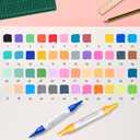 Dual Tip Acrylic Markers : 48-Color Brush & Fine Point Paint Pens - Water Based Markers Set with Portable Case for School Classroom Scrapbook Painting Drawing Coloring