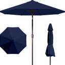 PatioKingdom Auto-Tilt 9FT Patio Umbrella Outdoor with 8 Sturdy Fiberglass Ribs,Market Table Umbrella for Pool,Backyard,Deck and Garden,Navy