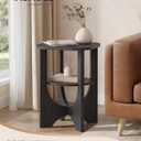 VASAGLE Side Table, 2 Tier Small Accent End Table, Nightstand with Lower Shelf for Small Spaces, Living Room, Bedroom, Charcoal Gray ULET233B101S