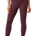 Colorfulkoala Women's Dreamlux High Waisted Workout Leggings 25" / 28" Inseam Yoga Pants with Pockets (Large, Plum Red)