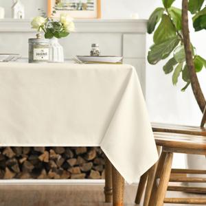 Horaldaily Beige Tablecloth 60120 Inch Rectangular, Stain and Wrinkle Resistant Washable Table Cloth, Decorative Polyester Table Cover for Party Picnic Dinner Decor
