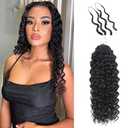 Deep Wave Human Hair Bundles 16 Inch 60g Pre-Separated Feather Crochet Hair Invisible Knotless Crochet Hair Extensions for Black Women