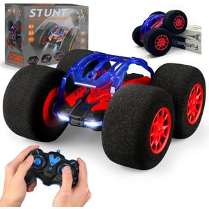 pinkking Stunt Remote Control Car with Oversized Sponge Tires Outdoor Indoor RC Car 2.4GHz Electric Race Stunt Vehicle Toy Double Sided 360 Rolling Rotating Driving Car for Kids Boys Girls Gift